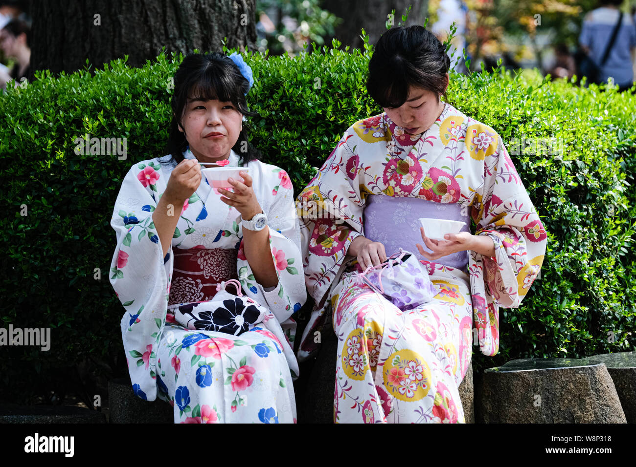 August 10, 2019, Hong Kong, China: Two Japanese ladies in yukata (a casual  summer kimono) eats shaved ice at Sensoji Temple in Asakusa, Tokyo. (Credit  Image: © Keith Tsuji/ZUMA Wire Stock Photo - Alamy