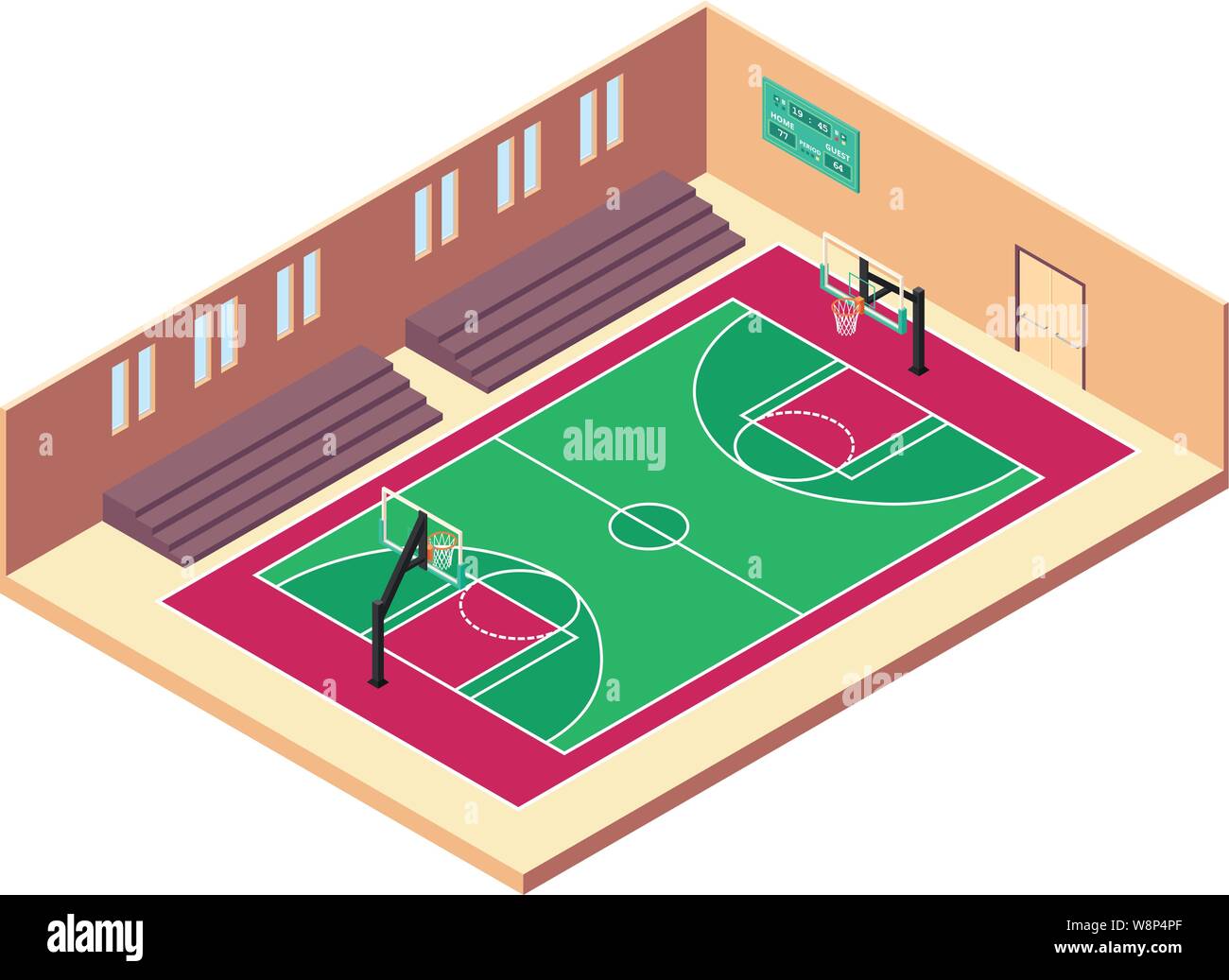 Isometric Basketball Indoor Court Illustration Stock Vector Image & Art