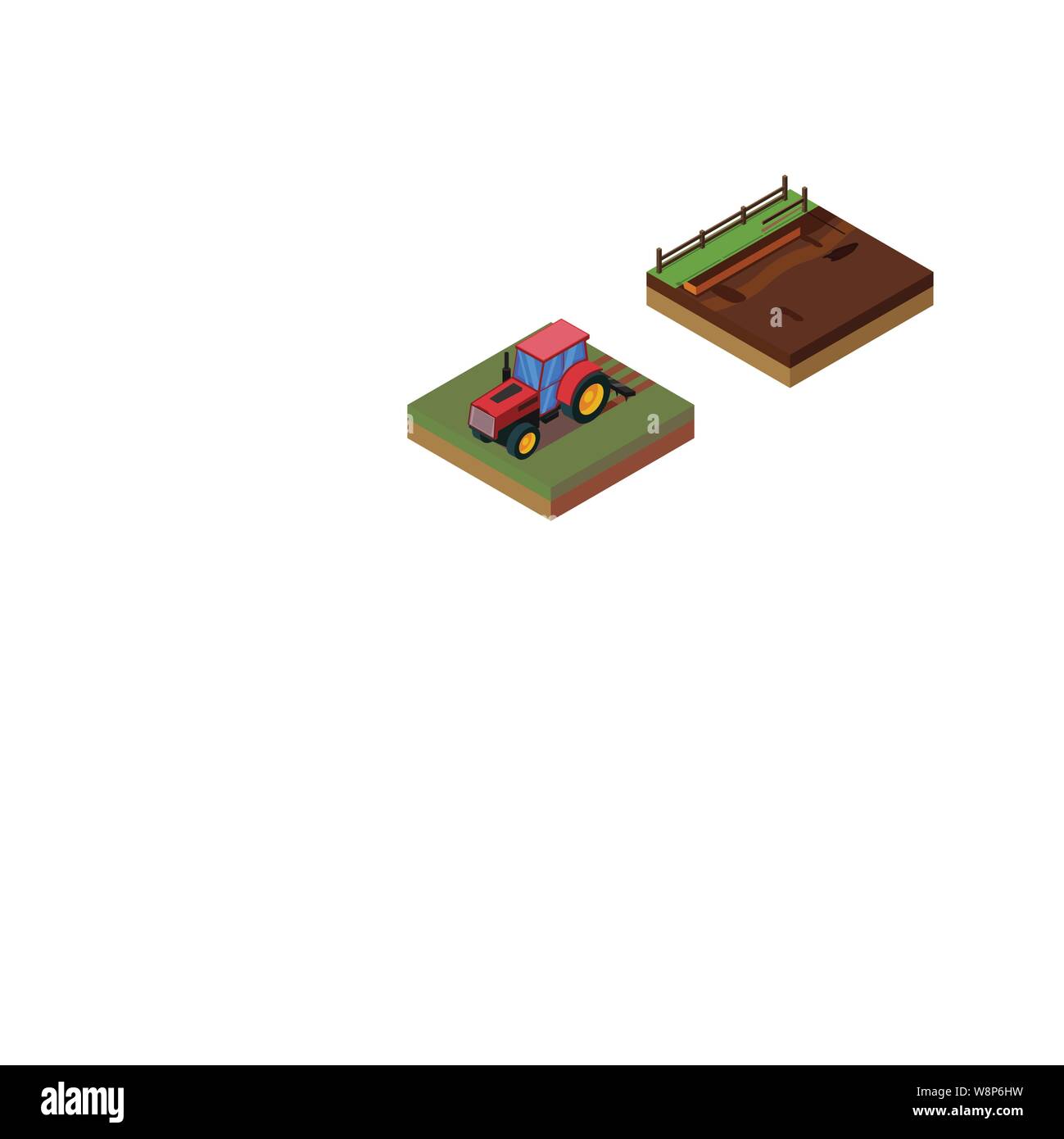 A vector illustration of Isometric Illustration of Farms Objects Stock Vector