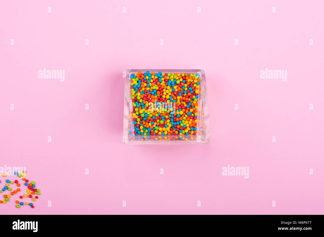 Multicolor candies in glass bowl. Stock Photo
