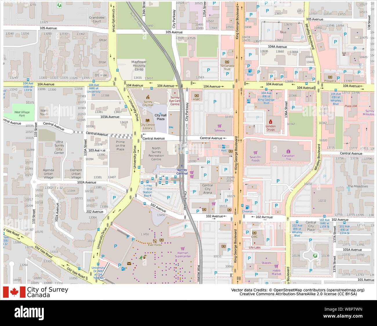 Map Of North Surrey City Of Surrey,Canada,North America Stock Vector Image & Art - Alamy