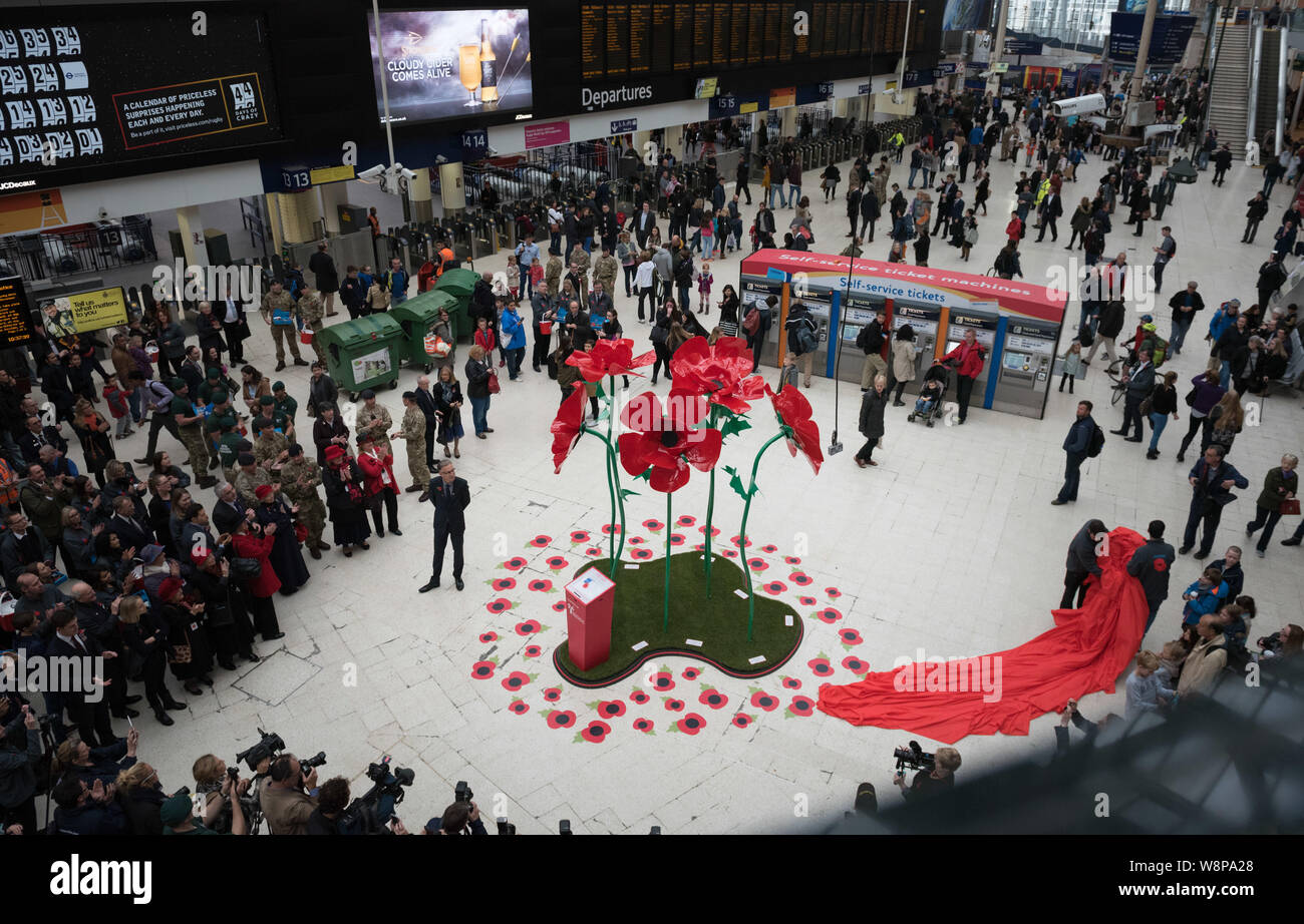 Waterloo station, London, UK. 29th October, 2015. Thousands of uniformed personnel, from the Royal Navy, Army, RAF and their supporters take part at 4 Stock Photo