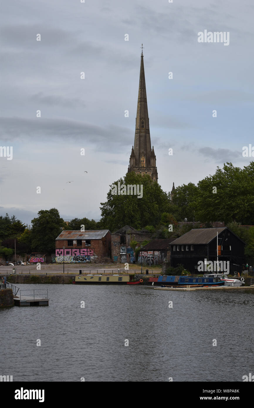 St Mary Redcliff and The Floating Harbour, Bristol, UK Stock Photo