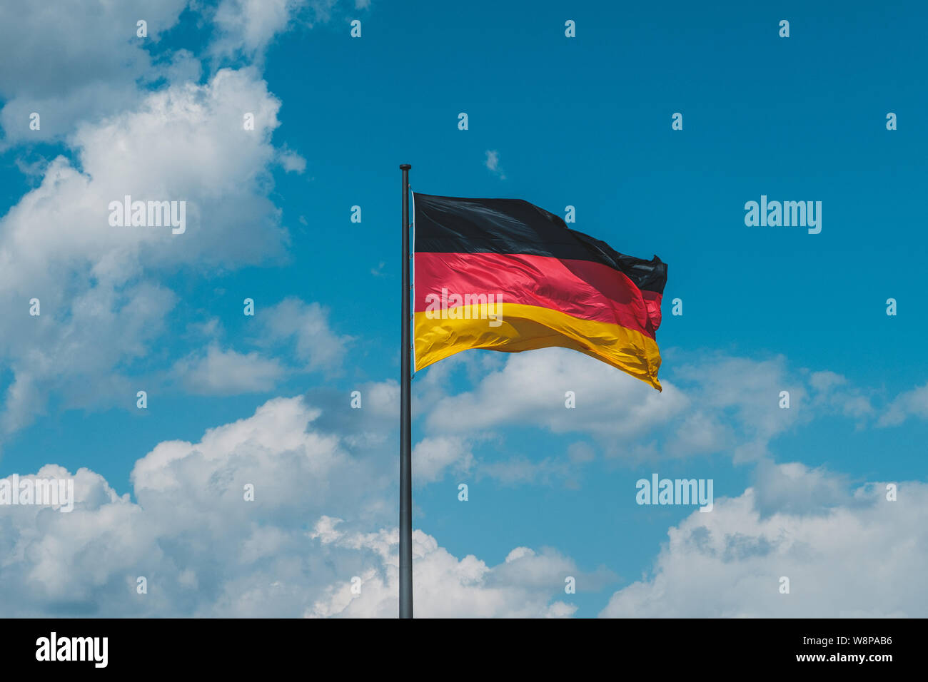 flag of Germany, german flag on flagpole Stock Photo