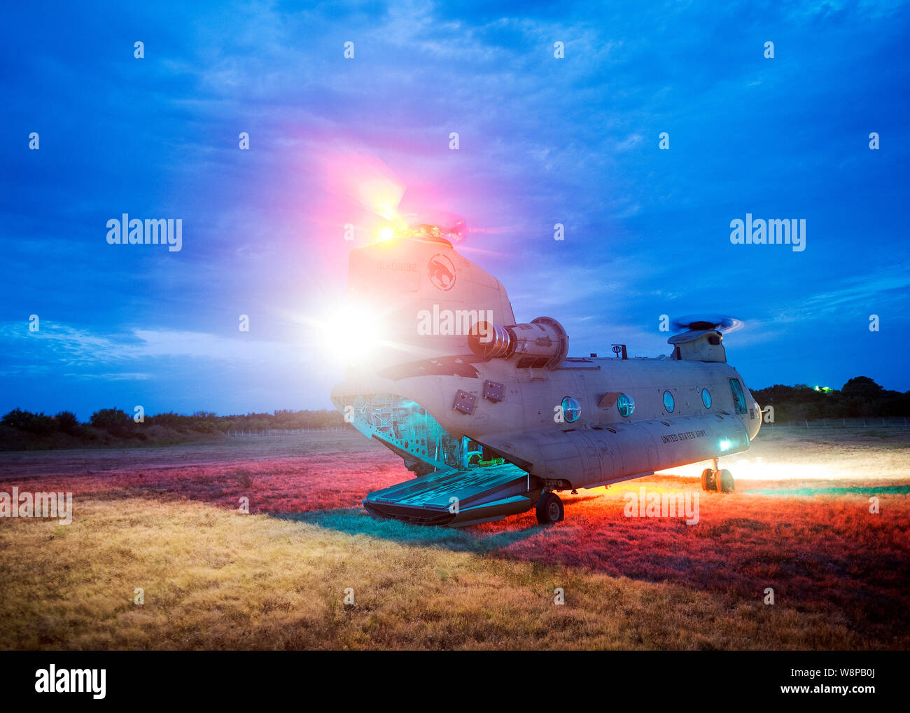 A CH47Chinook prepares to take off from a landing zone, during a