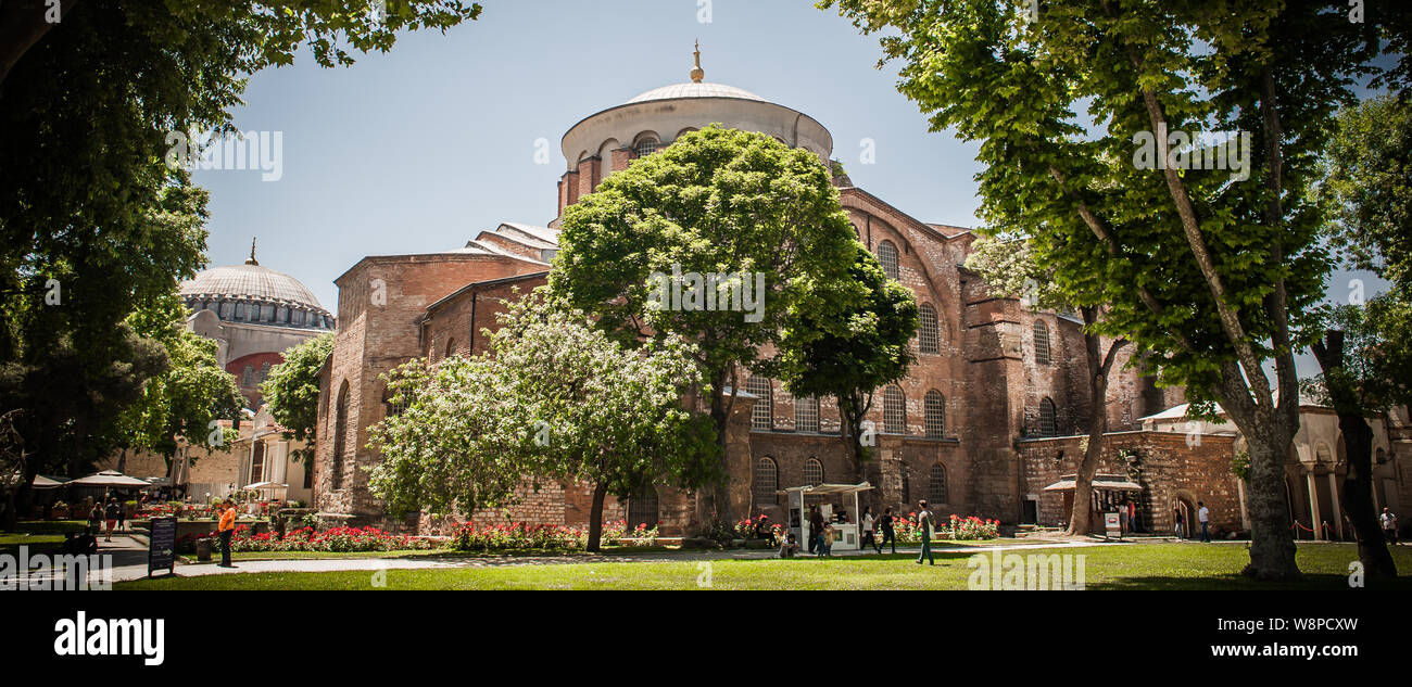 Hagia Sophia, greatest monument of Byzantine Culture. Former Orthodox patriarchal basilica, later a mosque and now a museum. Istanbul, Turkey Stock Photo