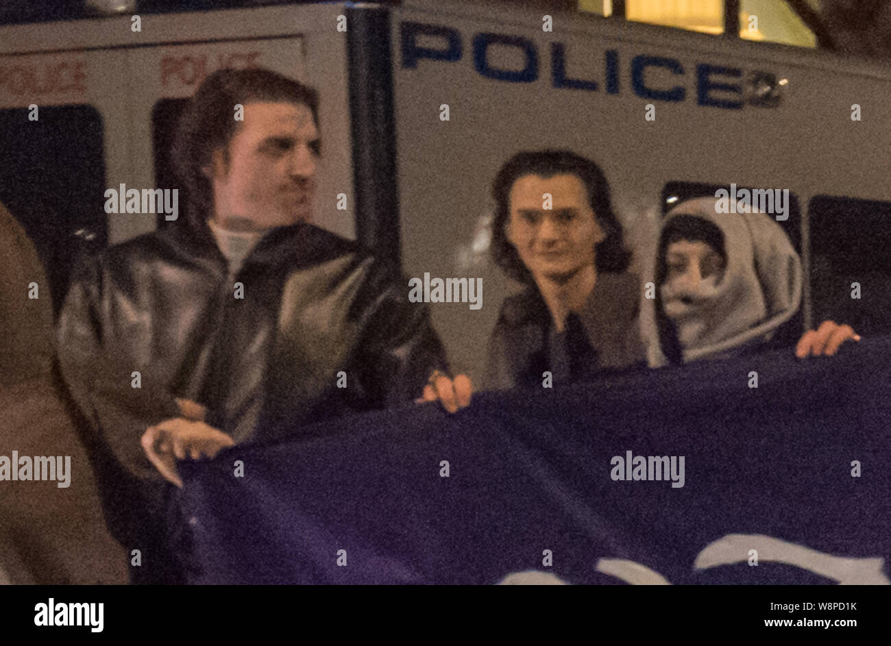 London, UK. 24th October, 2015. Up to 150 protesters including Charlie Gilmour, took part in a demonstration at St Pancras railway station in response Stock Photo