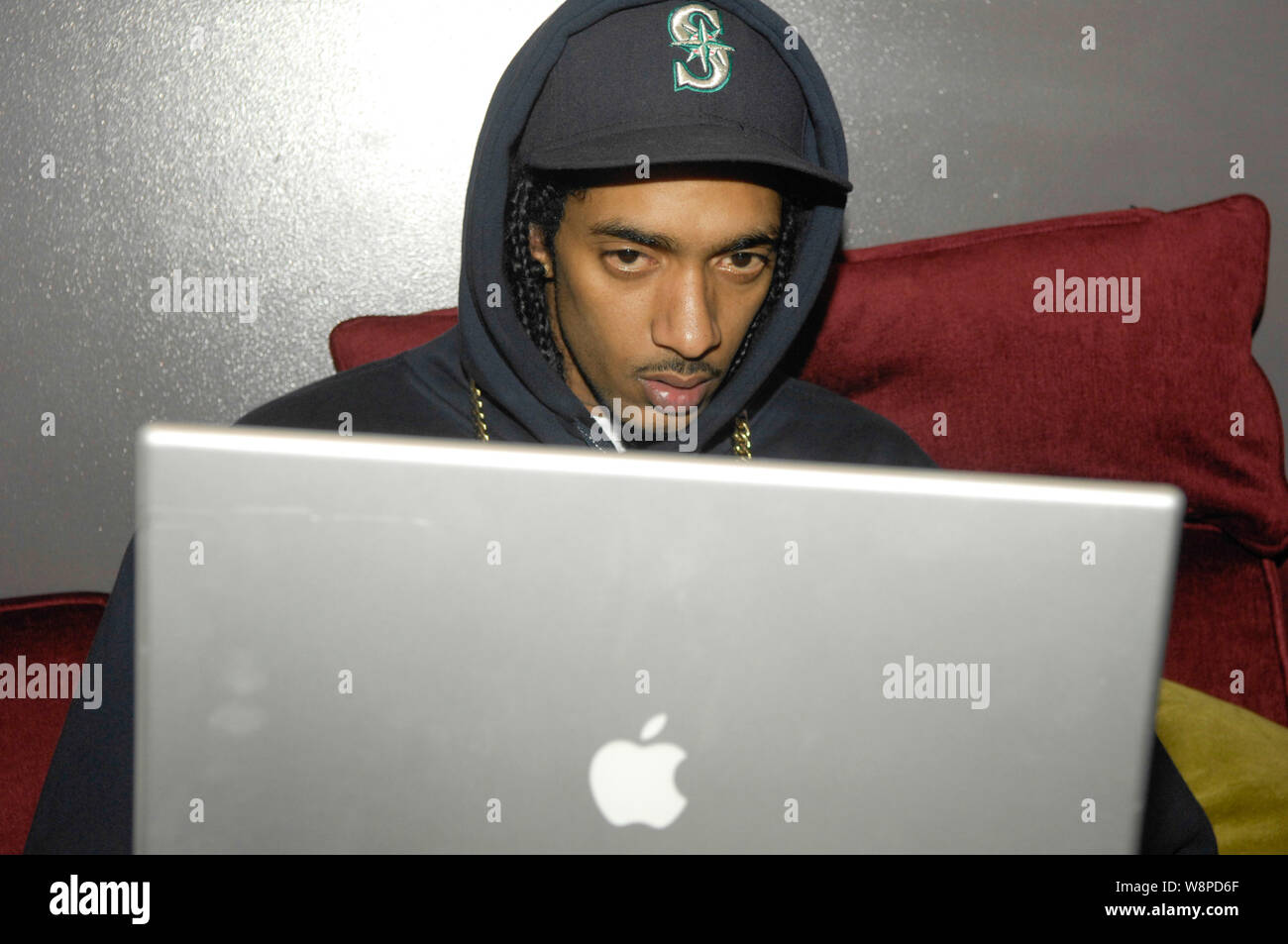 Rapper Nipsey Hussle backstage at Club Nokia on February 20, 2009 in Los Angeles, California. Stock Photo