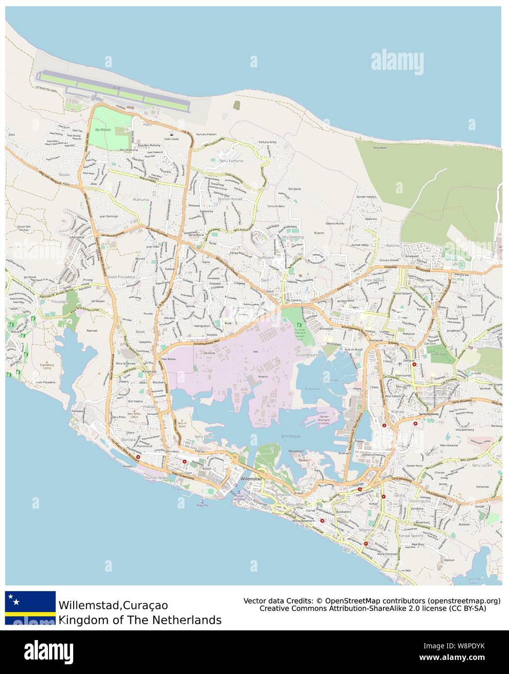 Open Street Map Curacao Willemstad,Curacao,Netherlands,Caribbean Stock Vector Image & Art - Alamy