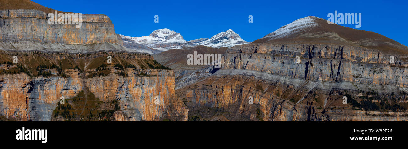 Panoramic view of Ordesa y Monte Perdido National Park. Pyrenees, Spain Stock Photo