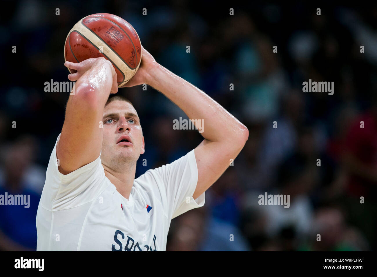 Nikola Jokic of Serbia warms up Stock Photo