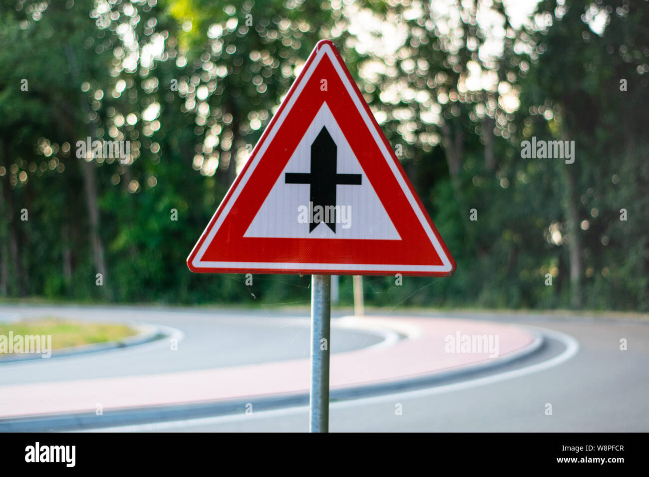 Dutch road sign B3: You should get priority from drivers coming from the left or right Stock Photo