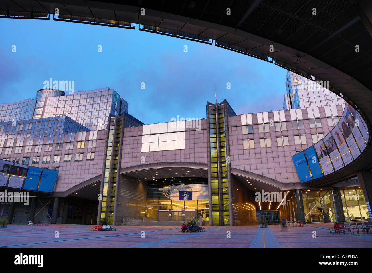 Buildings of the European Parliament Complex at the Espace Leopold, Brussels, Belgium Stock