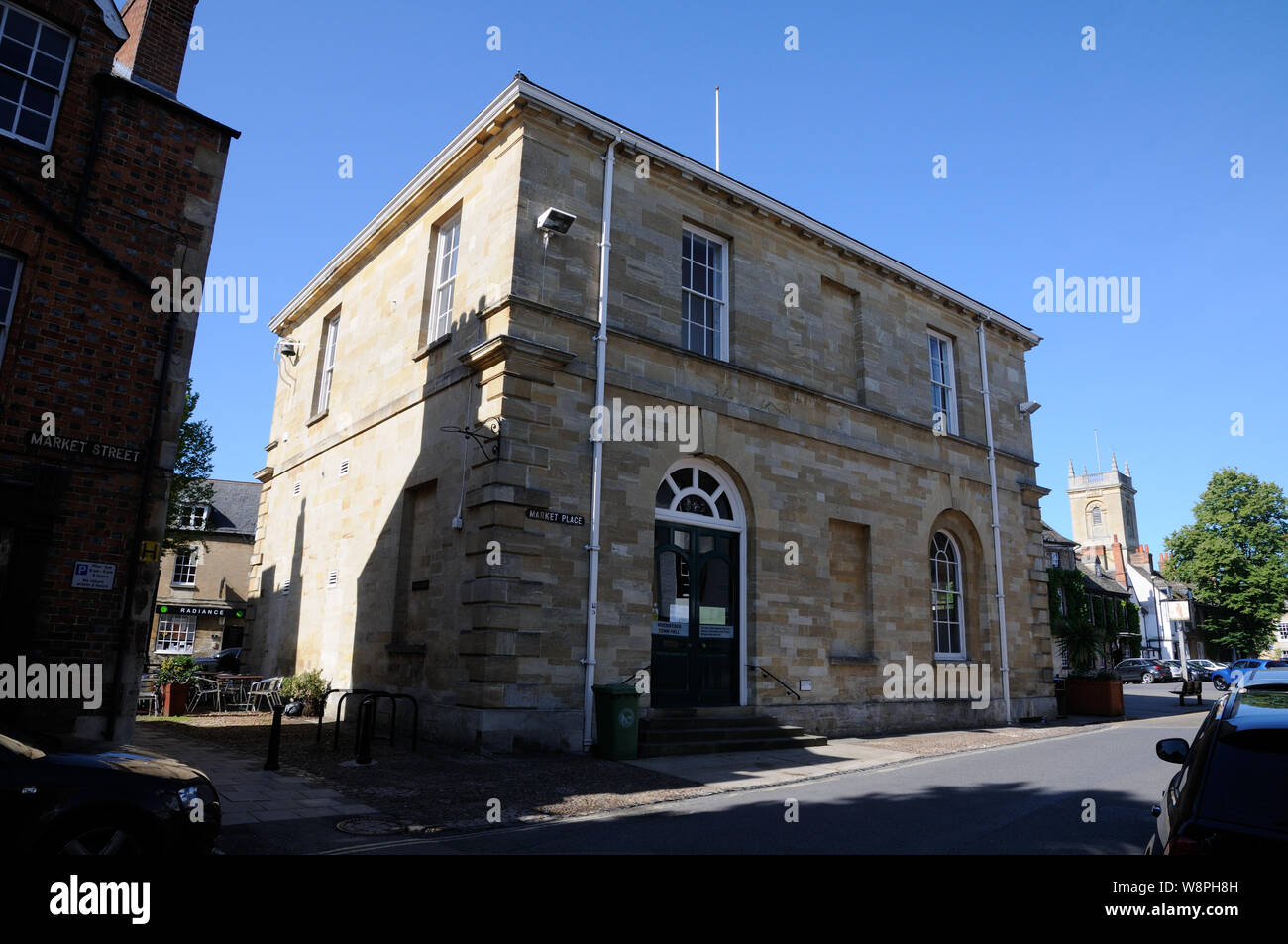 Town Hall, Woodstock, Oxfordshire. The building was commissioned by George, 4th Duke of Marlborough in 1766. Stock Photo