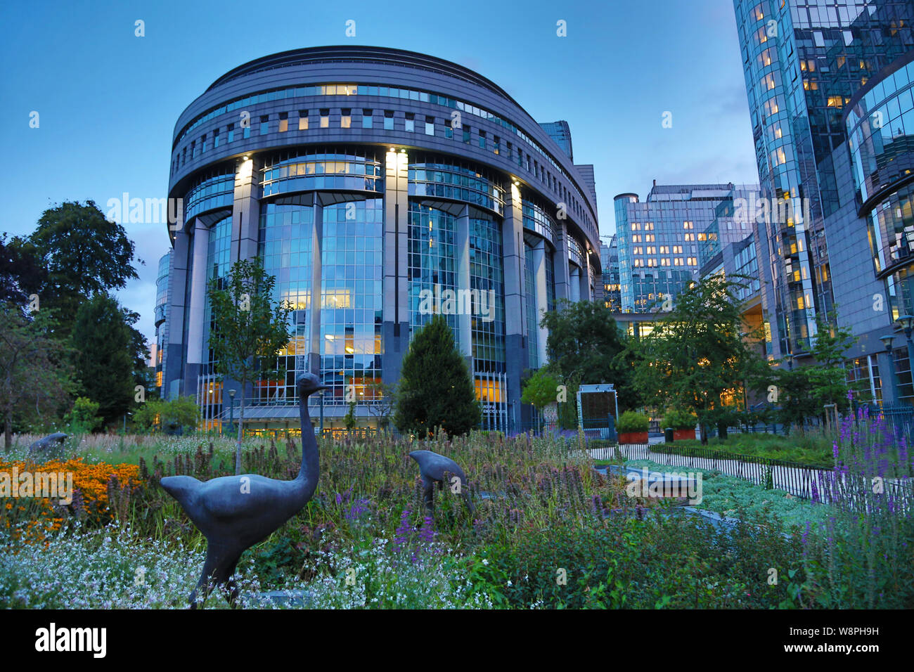 Paul Henri Spaak Building in the Hemicycle of the European Parliament Complex at the Espace Leopold, Brussels, Belgium Stock Photo