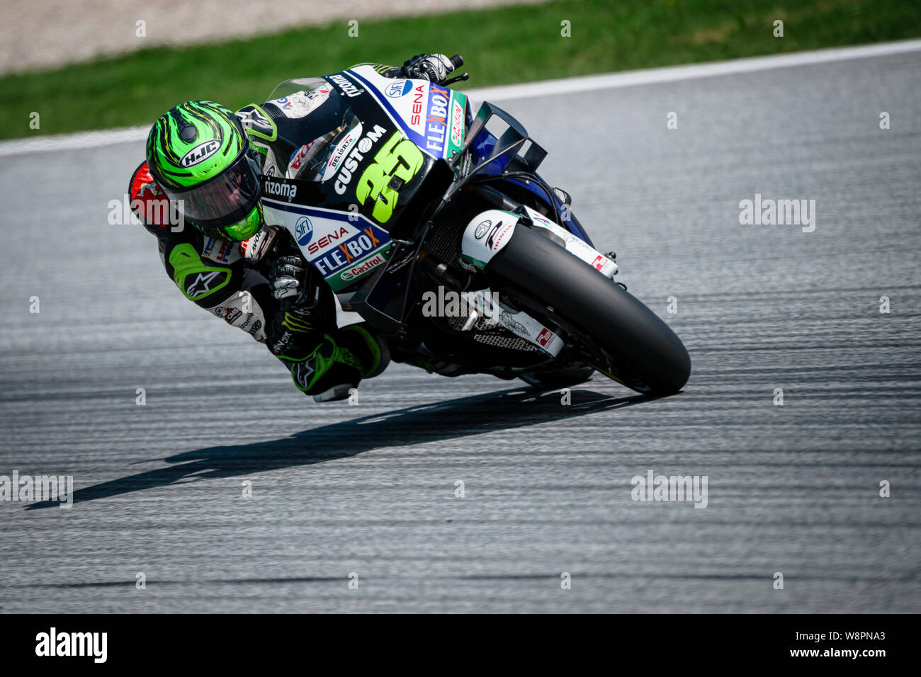 LCR Honda's British rider Cal Crutchlow competes during the qualifying session of the Austrian MotoGP Grand Prix. Stock Photo