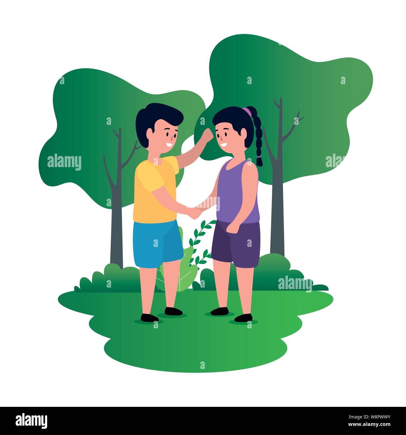 little kids couple on the park scene Stock Vector Image & Art - Alamy
