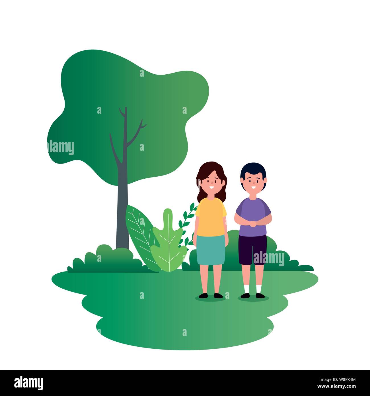 little kids couple on the park scene Stock Vector Image & Art - Alamy