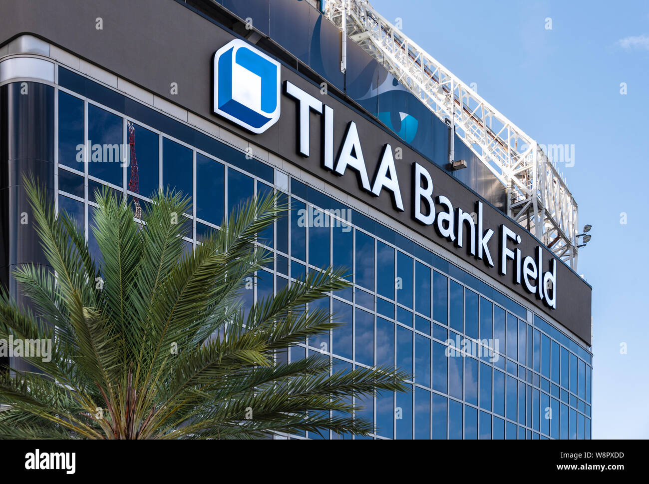 TIAA Bank Field in Jacksonville, Florida is the home of the NFL's Jacksonville Jaguars, and is host to the NCAA Gator Bowl and Florida-Georgia Game. Stock Photo