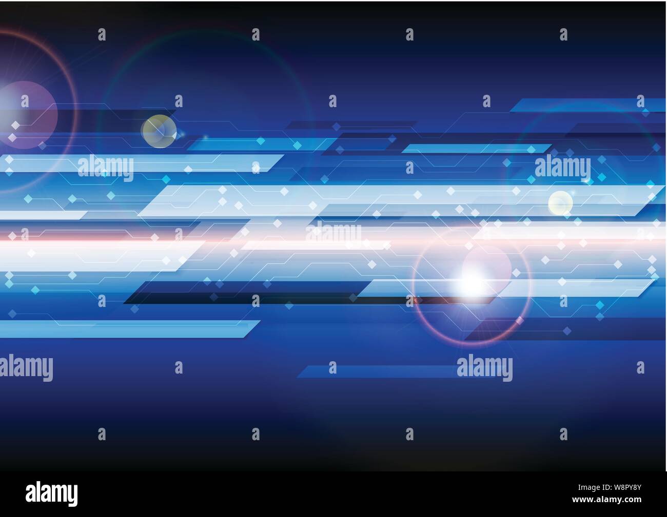 Dark blue technology circuit board lines abstract background. Vector design Stock Vector