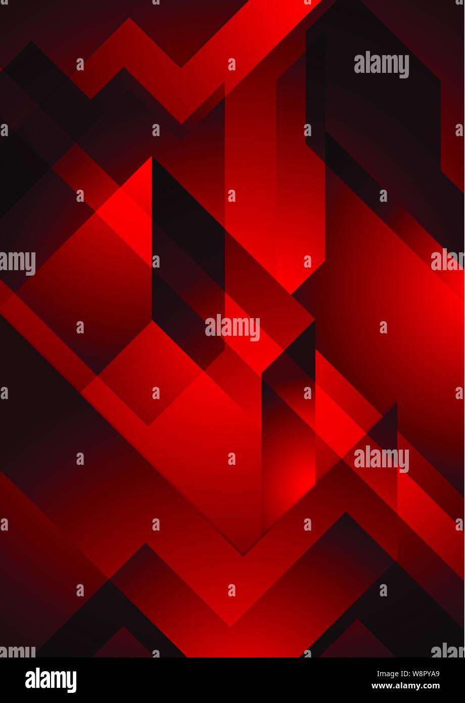 Dark red abstract geometric background. Vector technology design Stock Vector