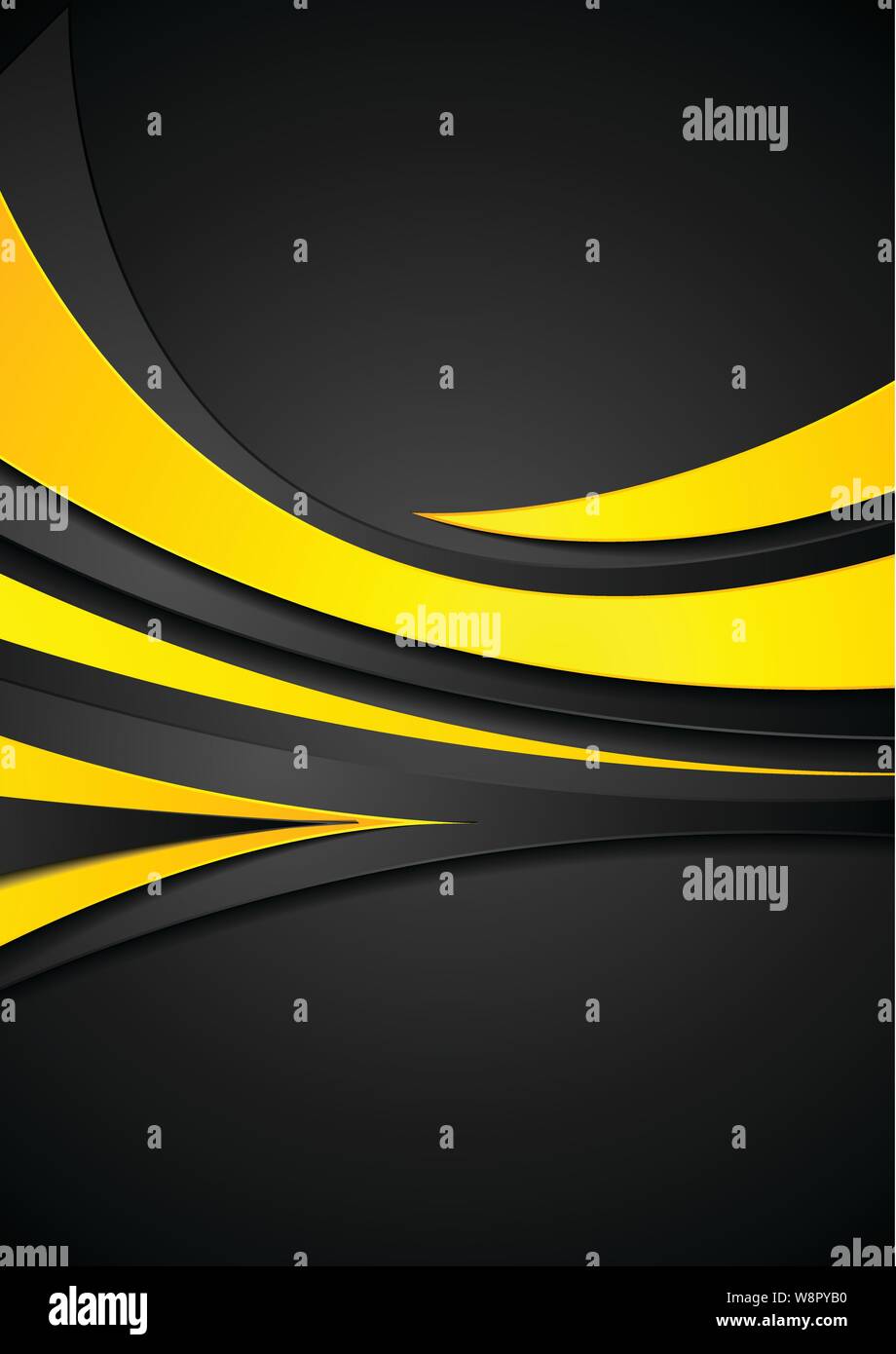 Orange and black abstract wavy corporate modern background. Vector ...