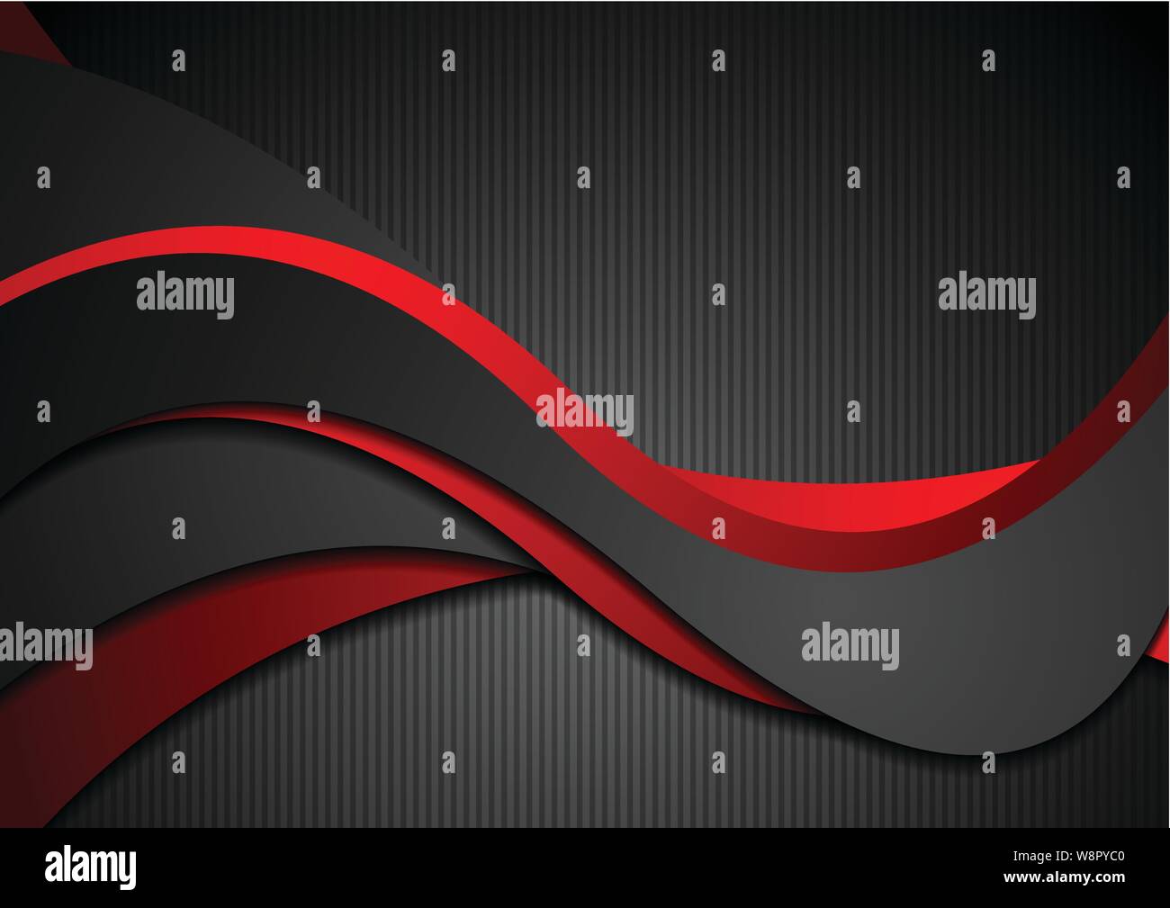 Red and black abstract waves on striped background. Vector design Stock ...