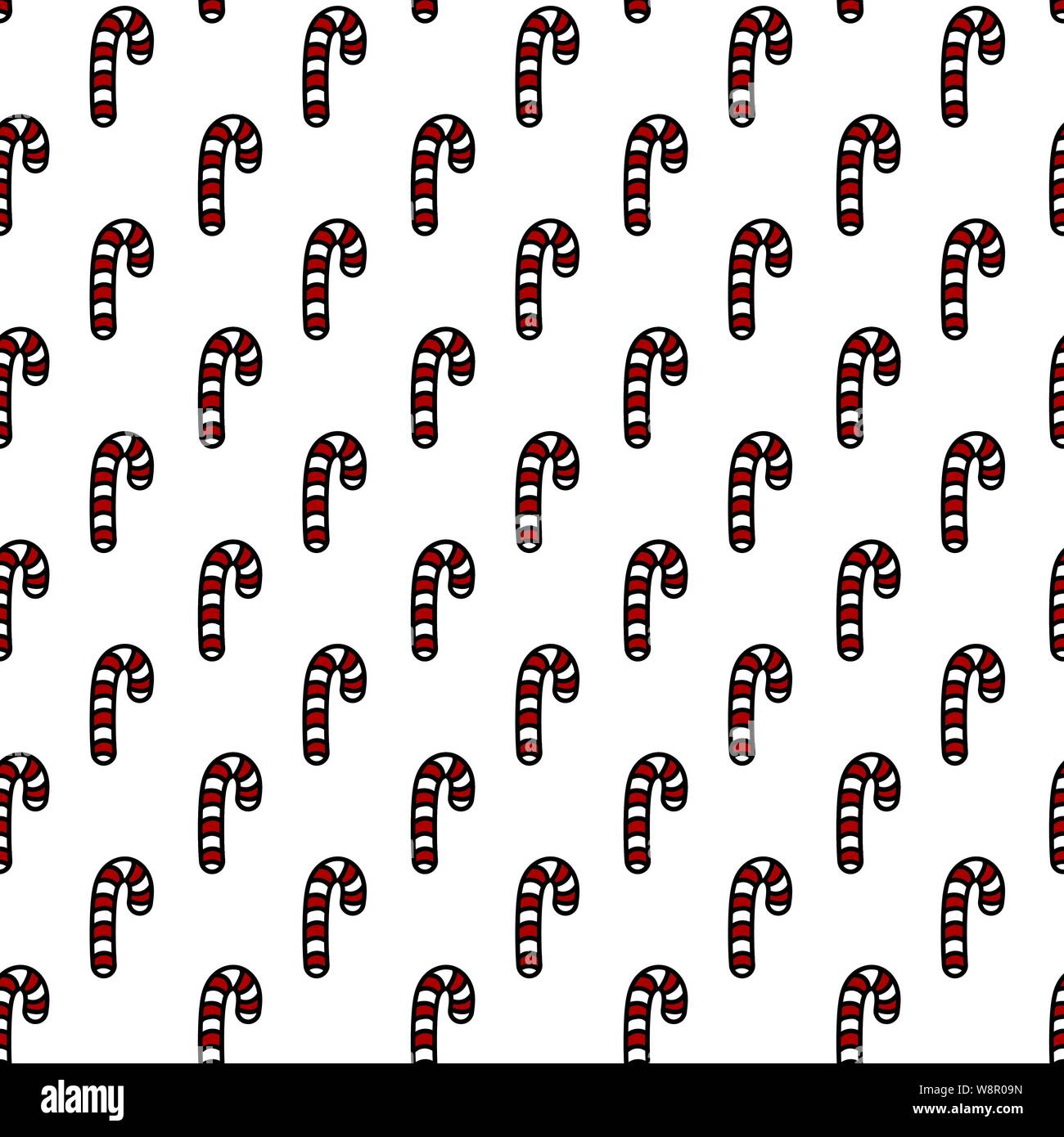 Christmas seamless pattern with candy canes. Hand drawn doodle style. Black  and white vector illustration. Isolated on white background. Perfect for  wrapping paper, wallpaper, fabric print Stock Vector Image & Art -