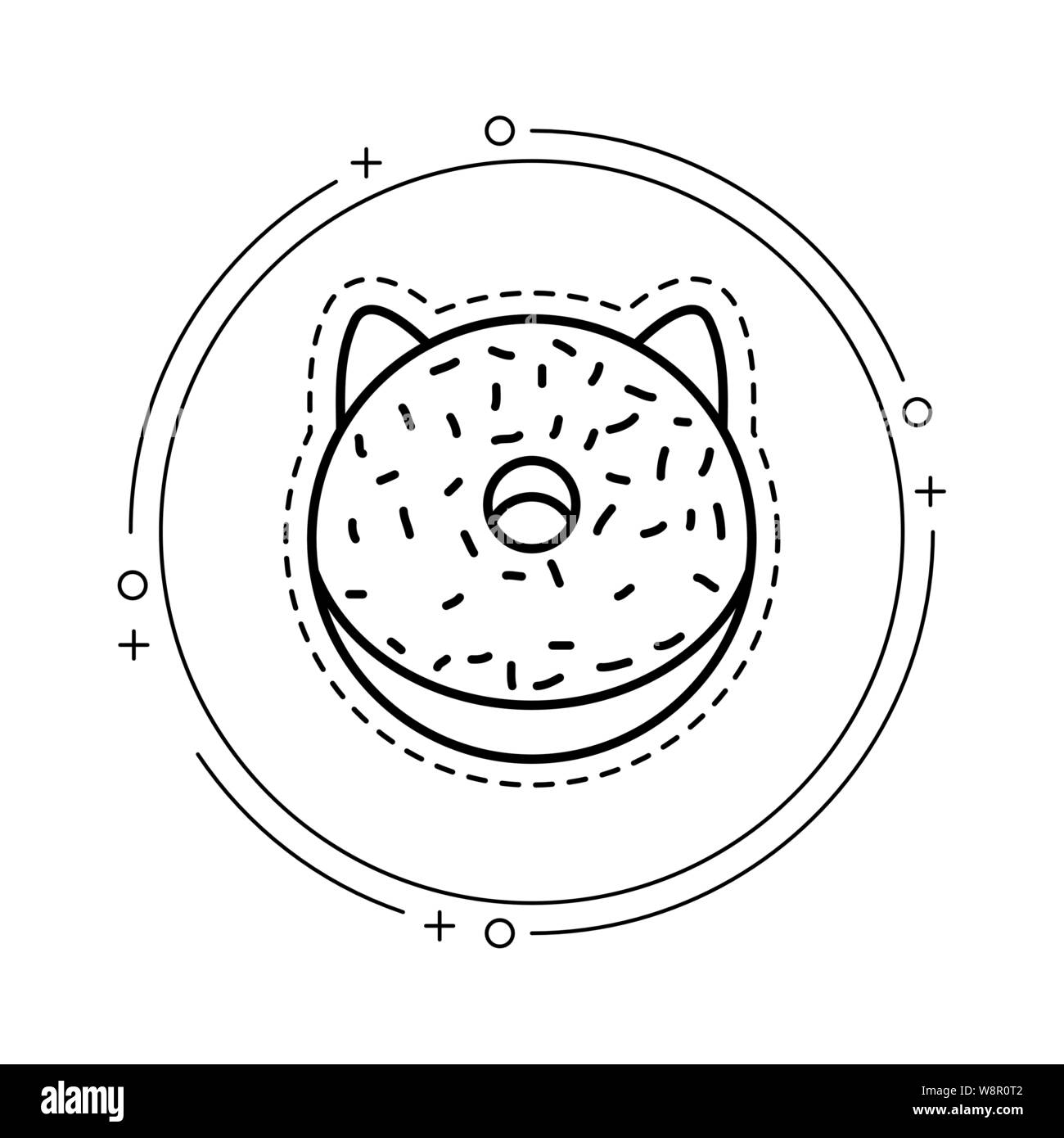 patch of delicious and sweet donut in frame circular vector ...