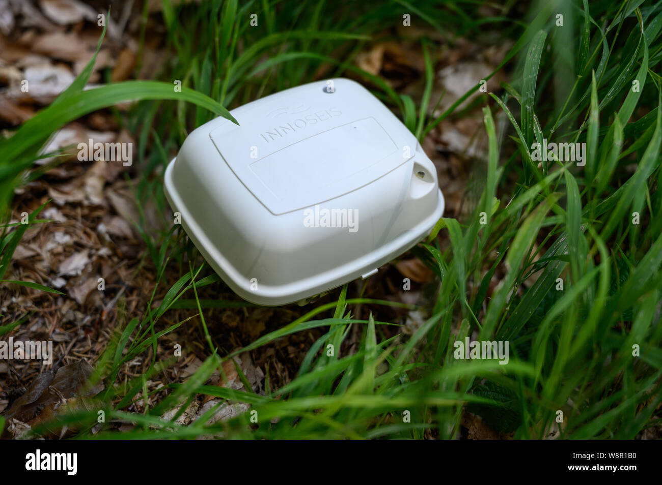 Wittmar Germany 08th Aug 19 A Seismographic Sensor Used To Measure The Soil Structure Around The Asse 2 Repository Is Stuck In The Soil Around 6500 Explosive Charges Are To Be Distributed