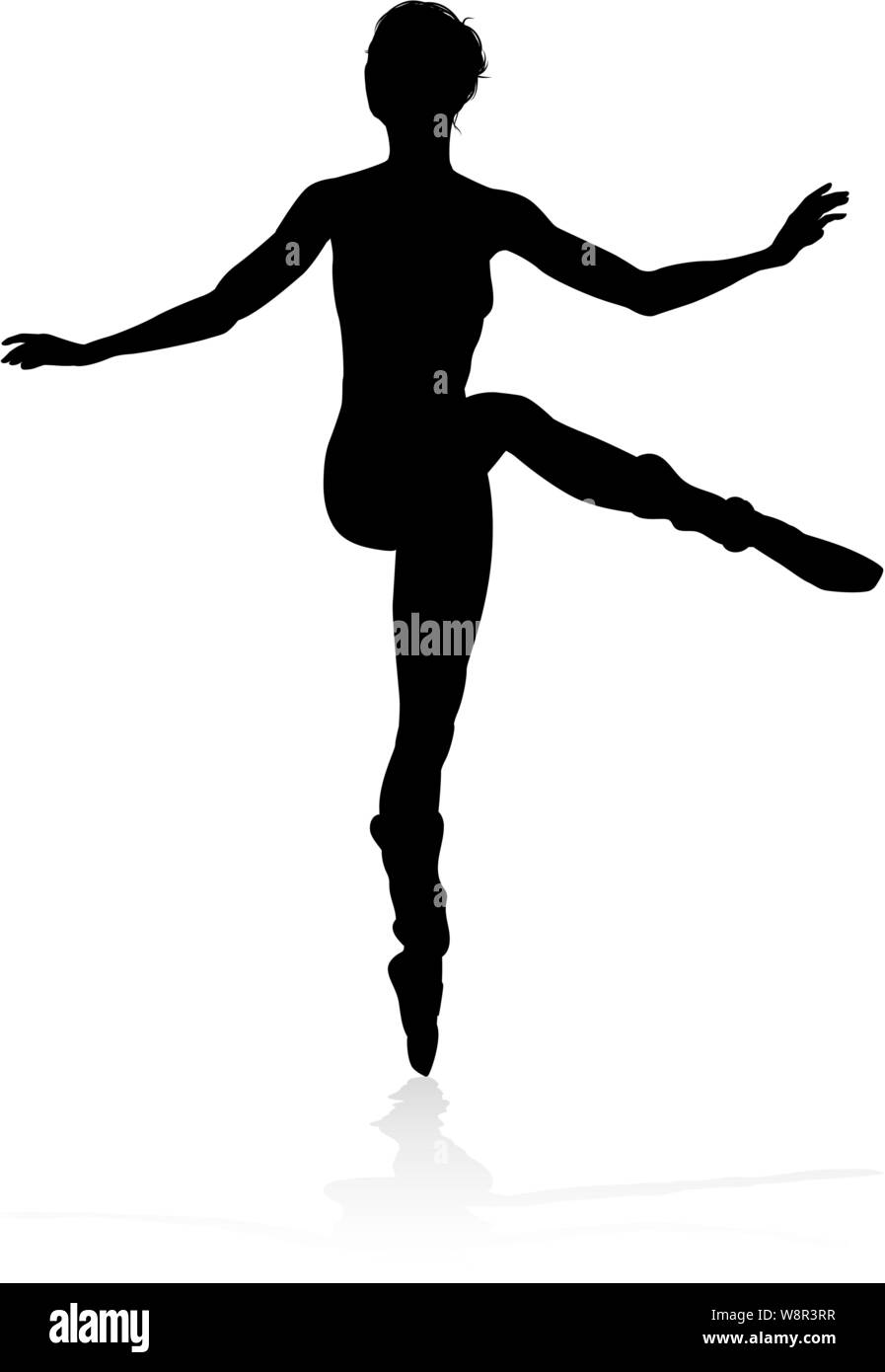 Dancing Ballet Dancer Silhouette Stock Vector