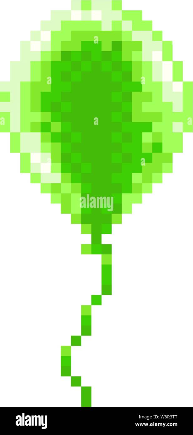 Pixel Art Balloon 8 Bit Arcade Video Game Icon Stock Vector