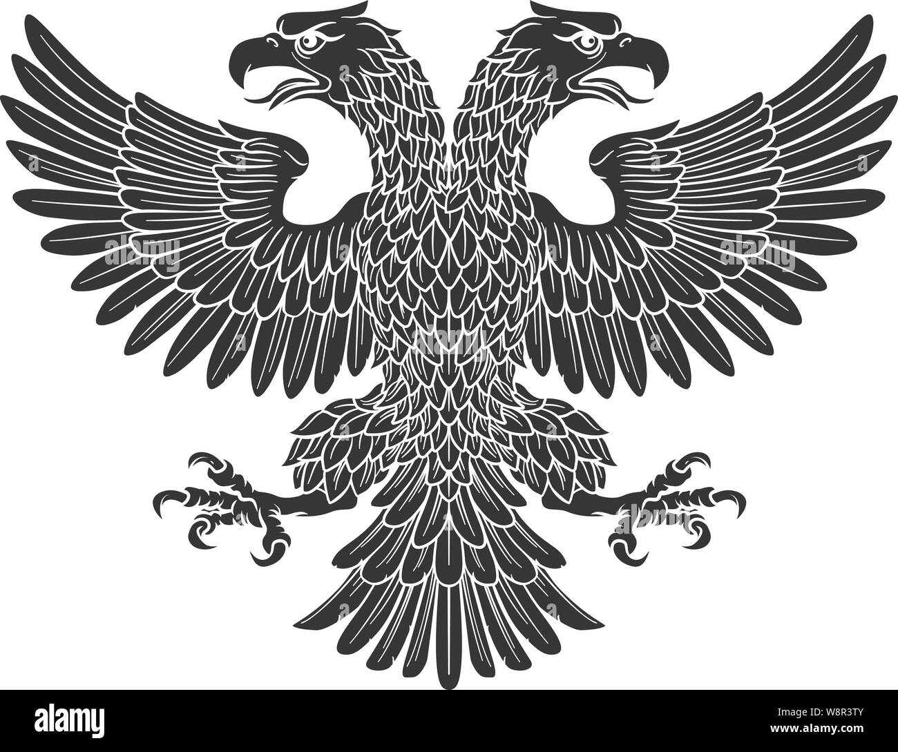 Double headed Imperial Eagle with Two Heads Stock Vector