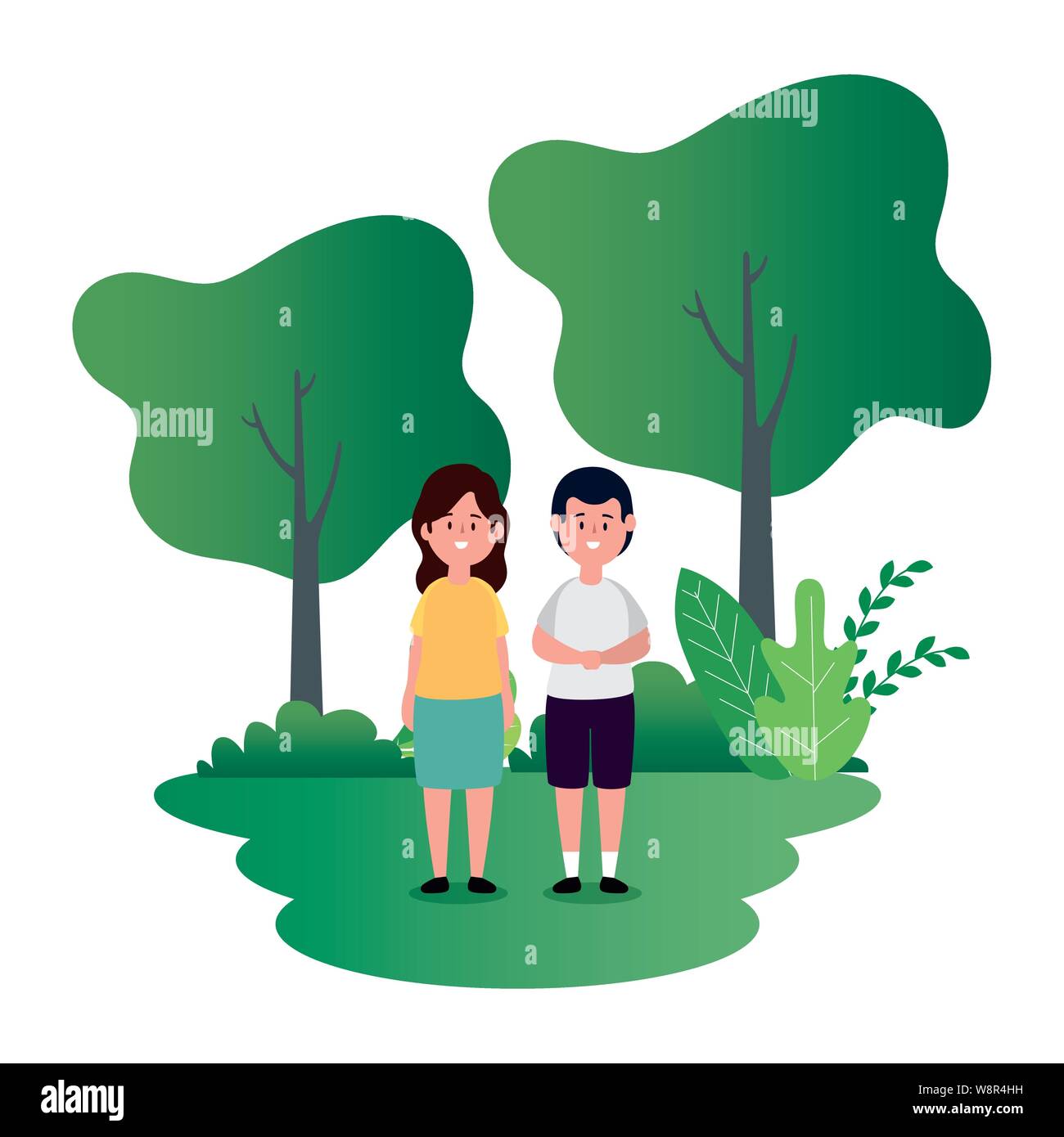 little kids couple on the park scene Stock Vector Image & Art - Alamy