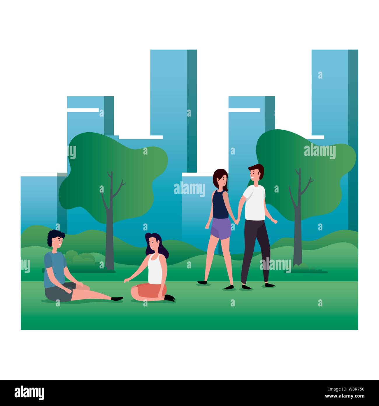 cute lovers couples on the park characters Stock Vector Image & Art - Alamy