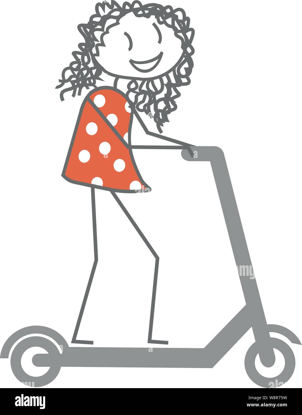 A woman drives a scooter Stock Vector