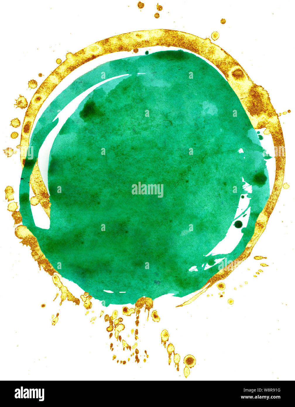Coloured Watercolor Background. Green and gold circle Stock Photo Alamy