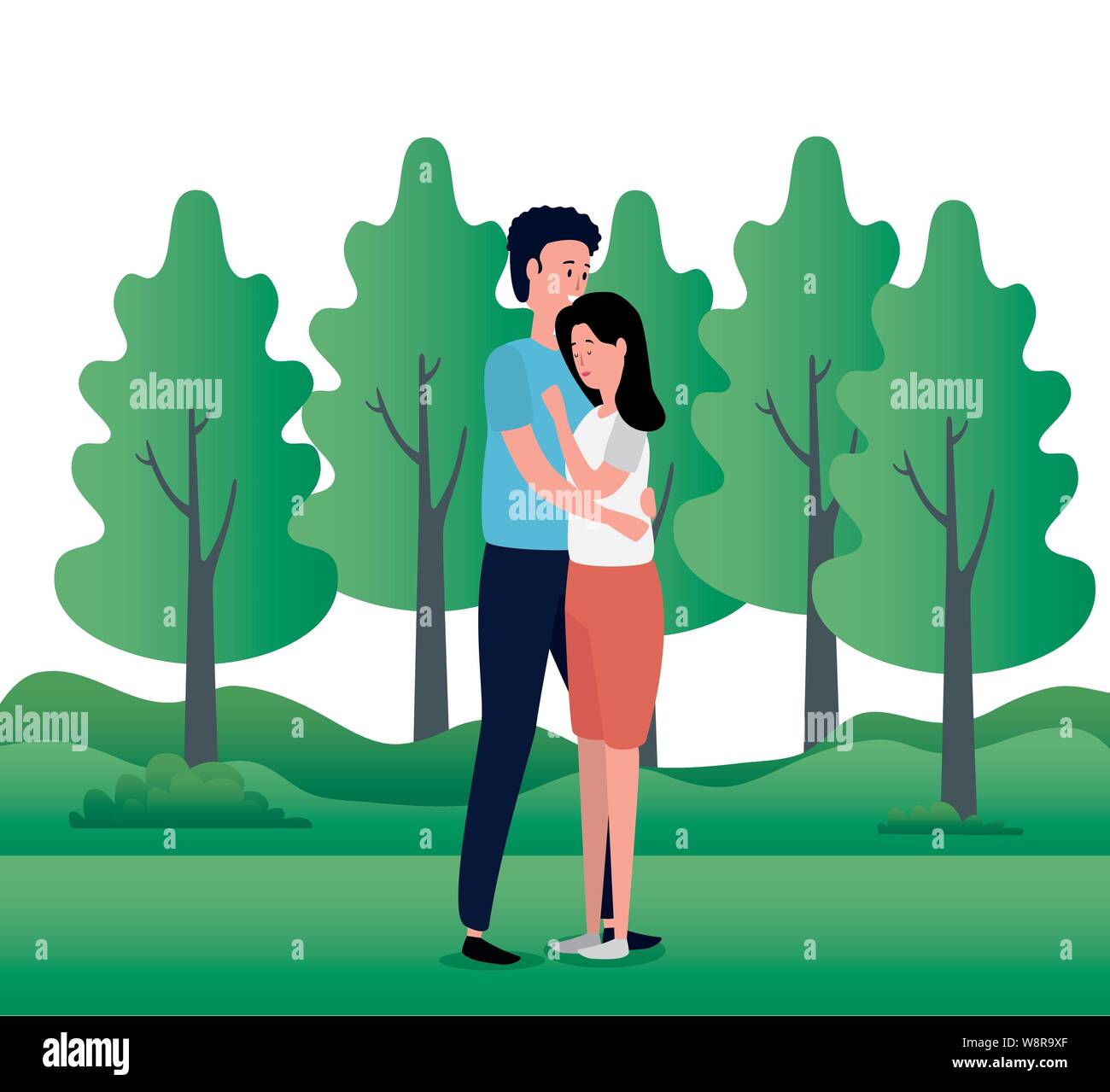 cute lovers couple on the park characters Stock Vector Image & Art - Alamy