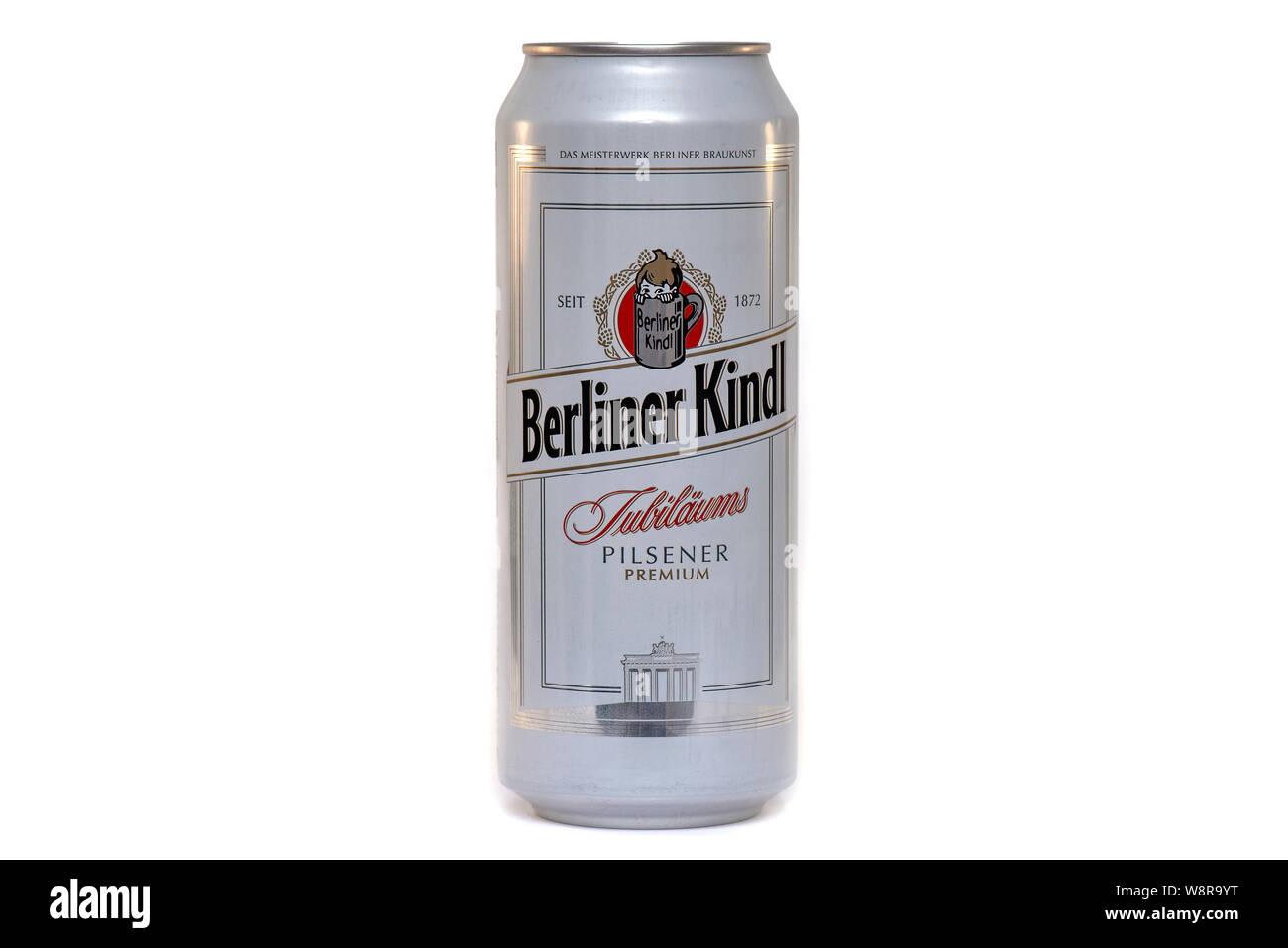 BERLIN - AUG 10: Beermat of German beer Berliner Kindl isolated on white Background in Berlin on August 10. 2019 in Germany Stock Photo