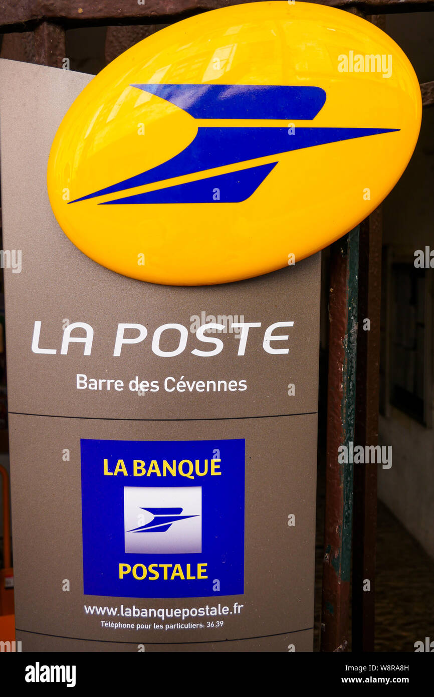Post Office sign, Barre-des-Cévennes, Gard, France Stock Photo