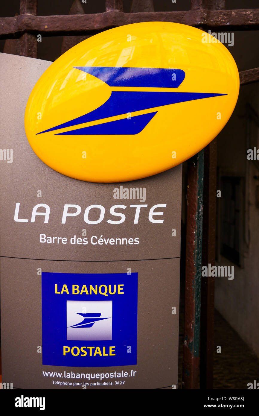 Post Office sign, Barre-des-Cévennes, Gard, France Stock Photo