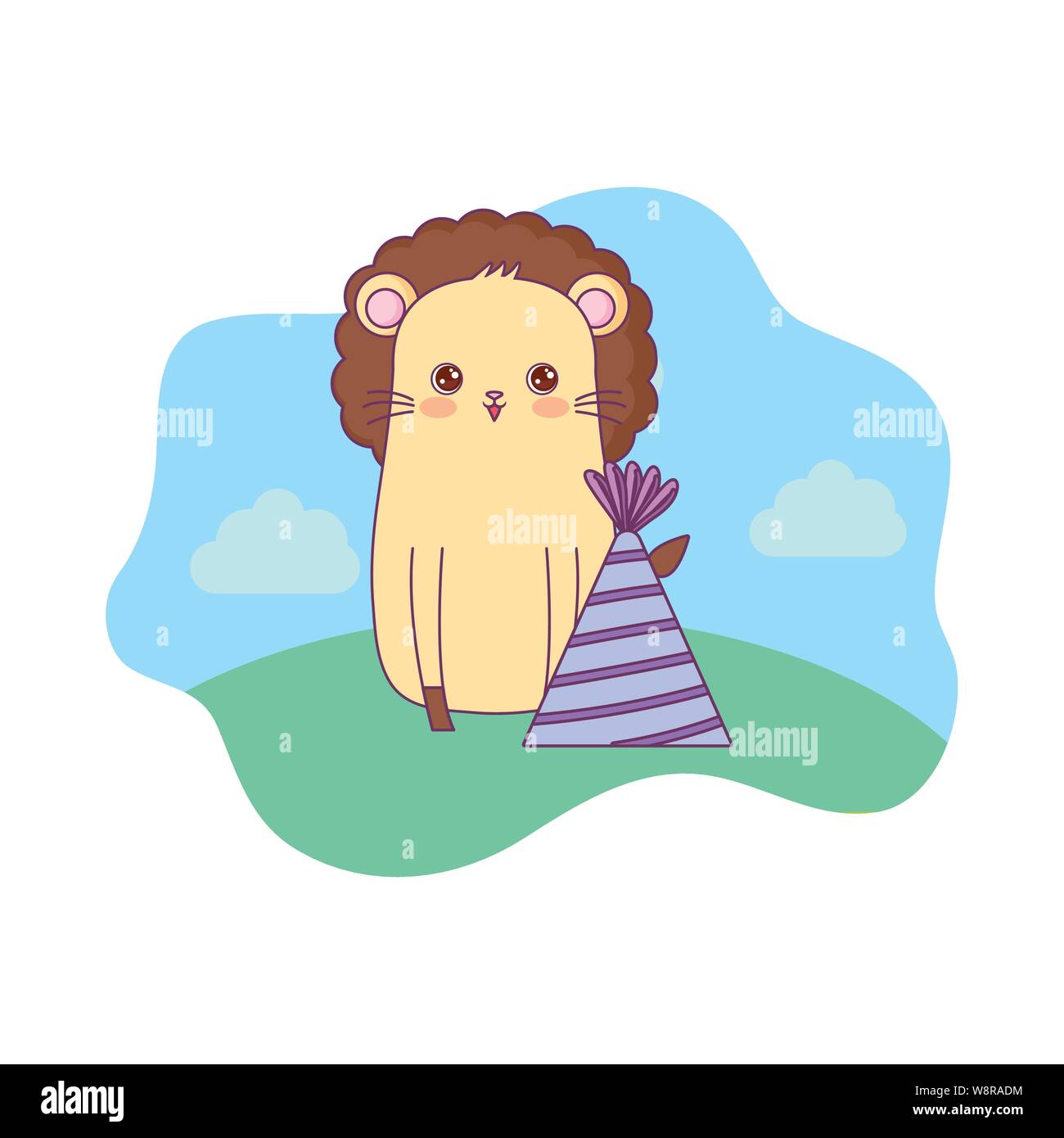 cute lion animal with hat party vector illustration design Stock Vector ...