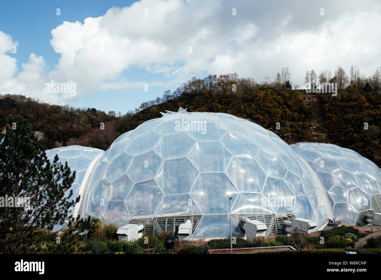 A view of the domes and biomes at the Eden Project in Cornwall, England Stock Photo