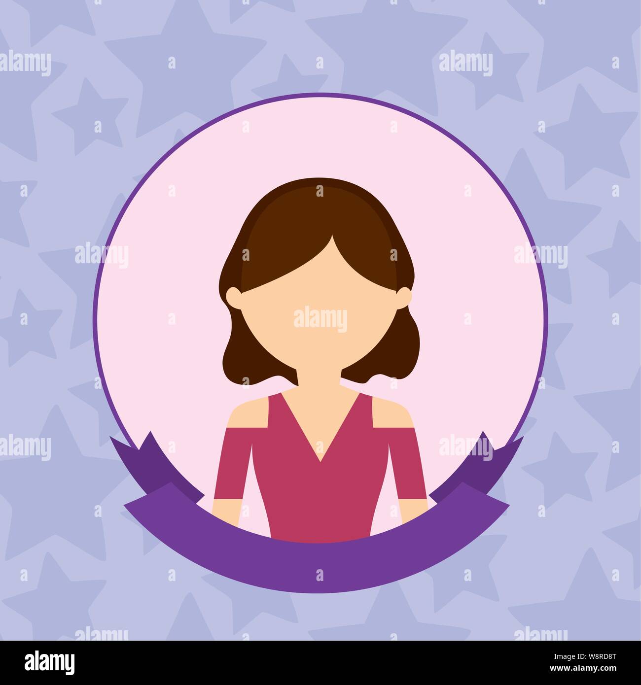 Vector Viewpoint Example young woman beauty in frame circular with ribbon vector illustration ...