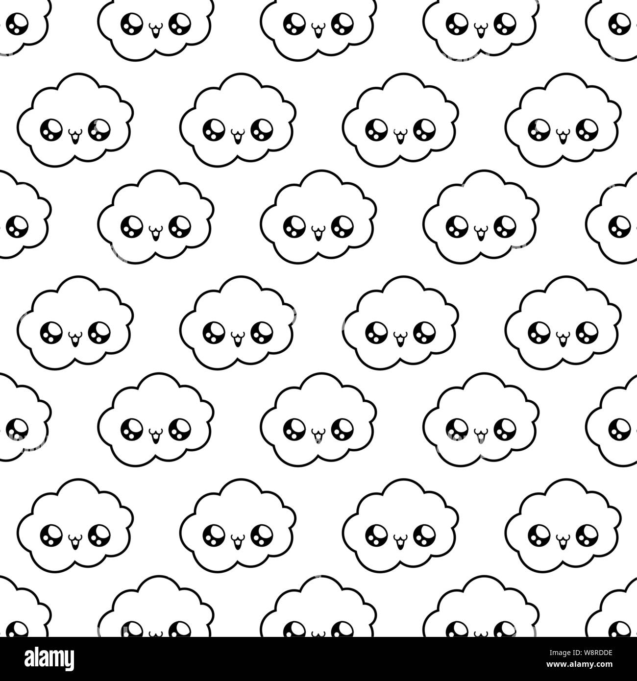 pattern of cute clouds kawaii style vector illustration design Stock ...