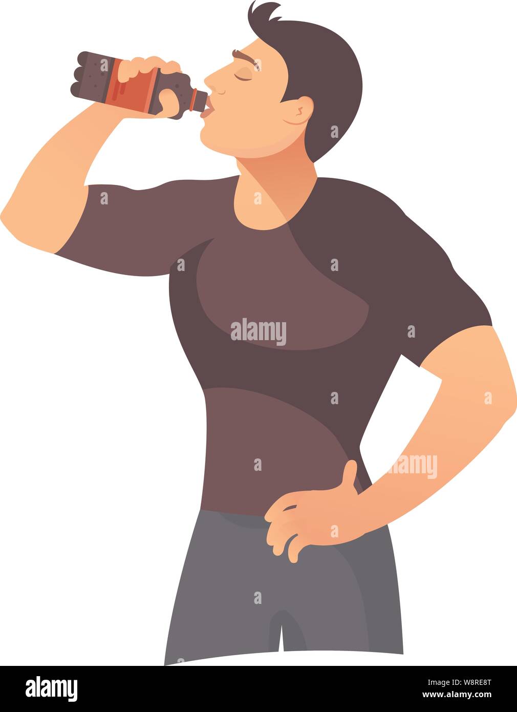 Young man drink water from plastic bottle Vector Image