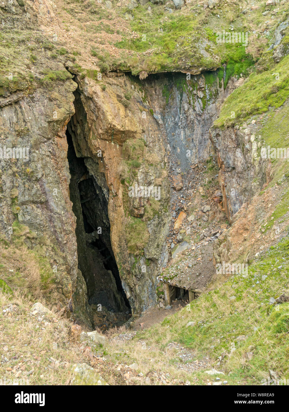 Old disused mineshaft, Coniston Fell, Lake District,Cumbria, England, UK Stock Photo