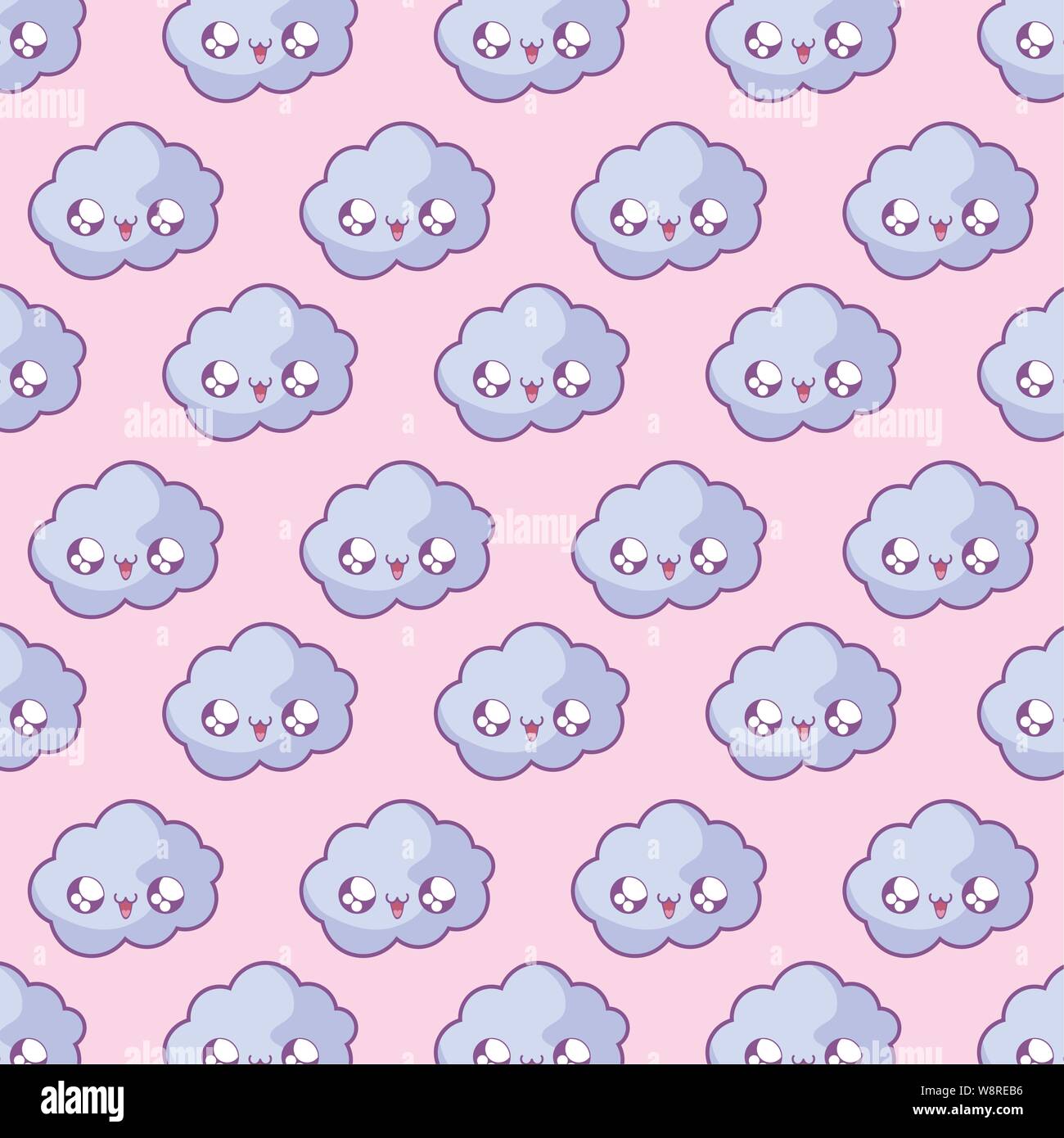 pattern of cute clouds kawaii style vector illustration design Stock ...