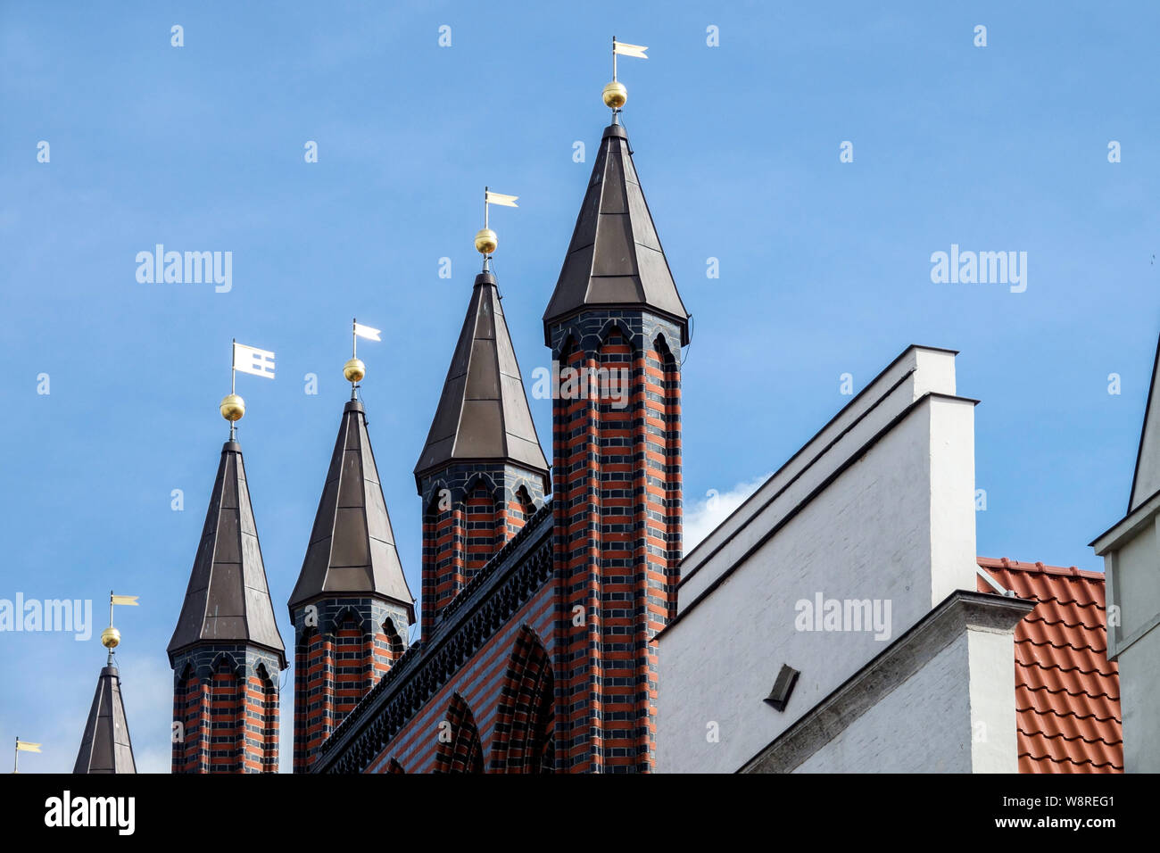 Germany Rostock, Old historic city hall, detail Germany facade detail Stock Photo