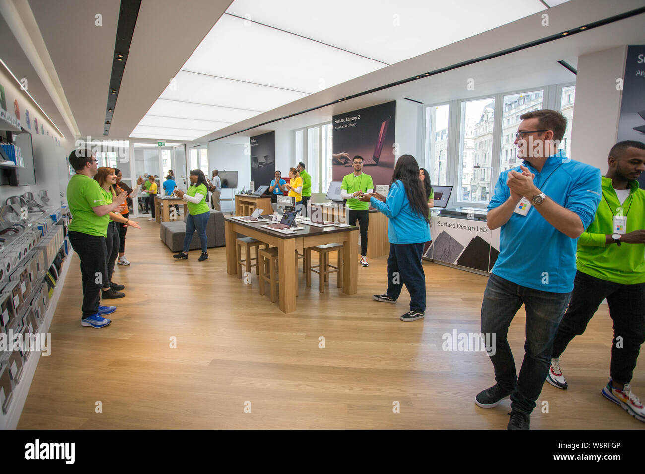 Microsoft open their new flagship retail store in Oxford Circus, London. Featuring: Atmosphere, View Where: London, United Kingdom When: 11 Jul 2019 Credit: Wheatley/WENN Stock Photo